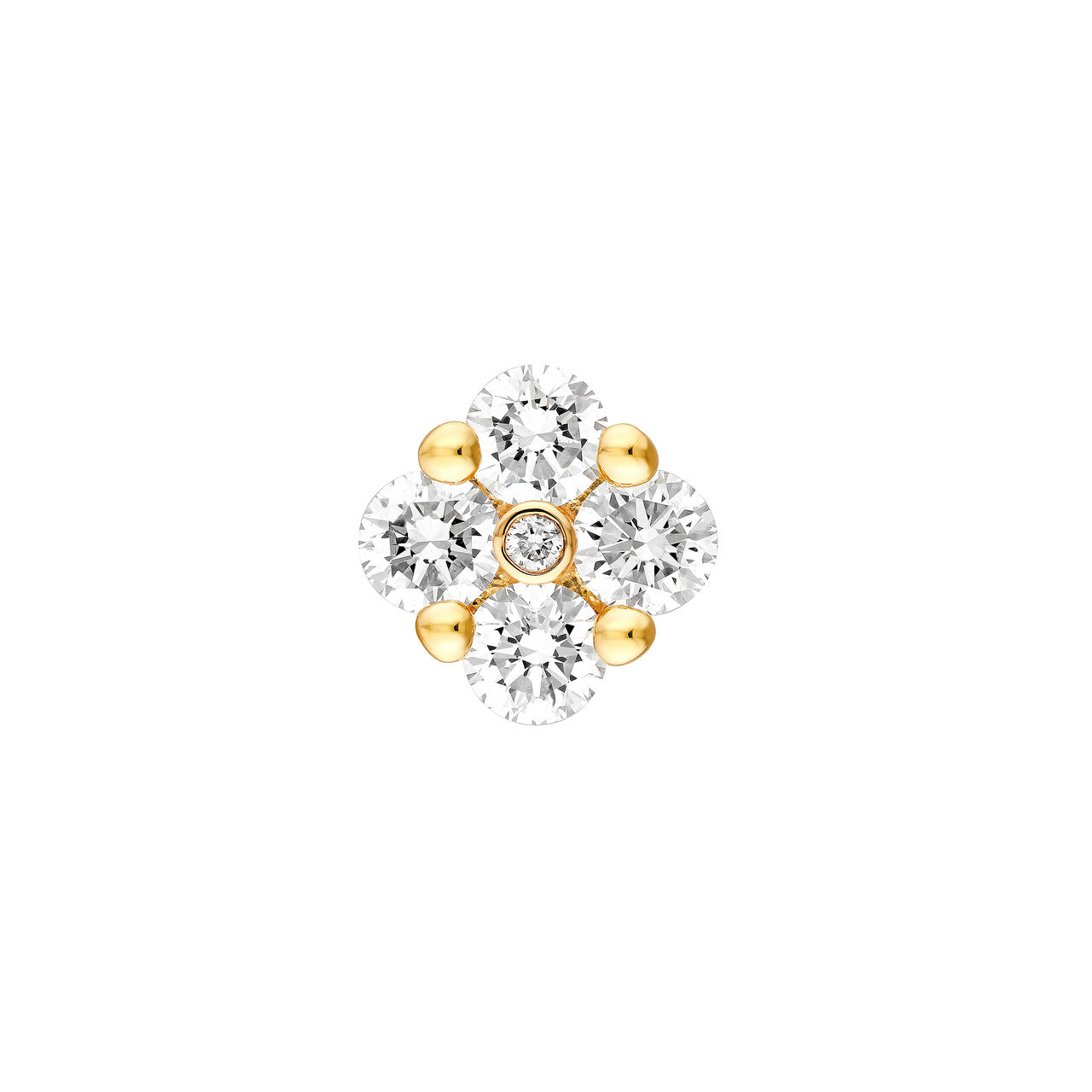 Round Brilliant Diamond Cluster Stud Earrings 14K Gold