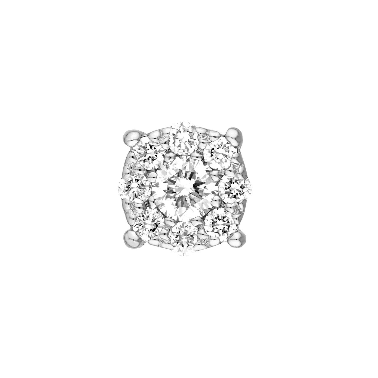 1/3 CTW Round Brilliant Cut Diamond Halo Cushion Stud Earrings 14K Gold
