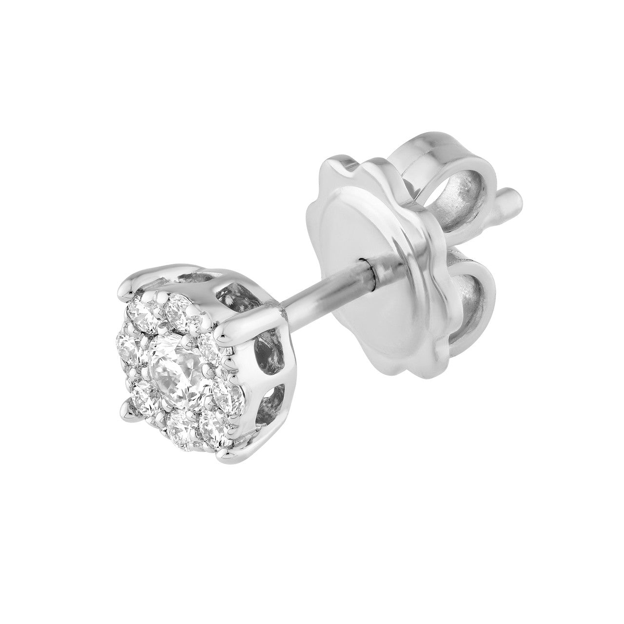 1/3 CTW Round Brilliant Cut Diamond Halo Cushion Stud Earrings 14K Gold