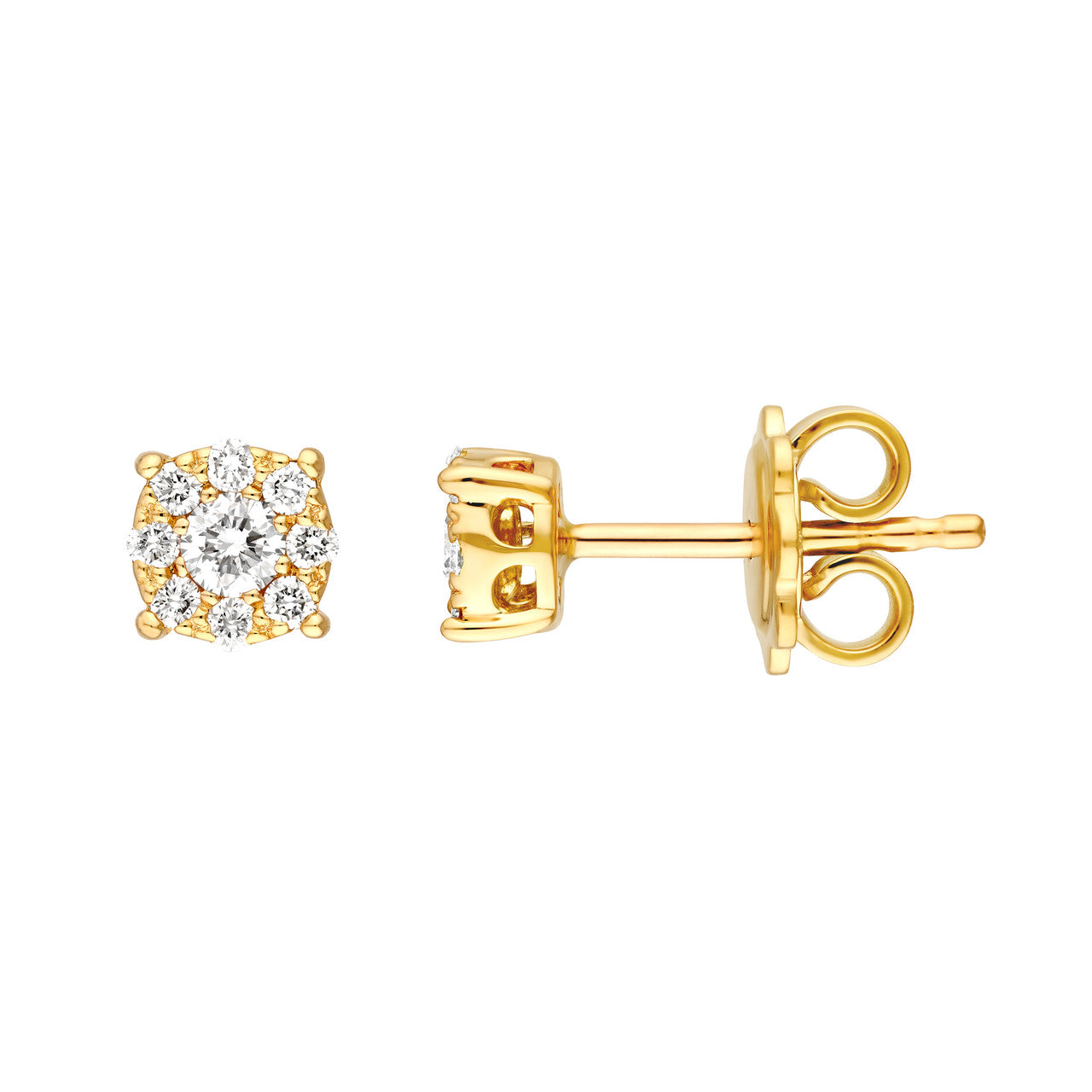 1/3 CTW Round Brilliant Cut Diamond Halo Cushion Stud Earrings 14K Gold