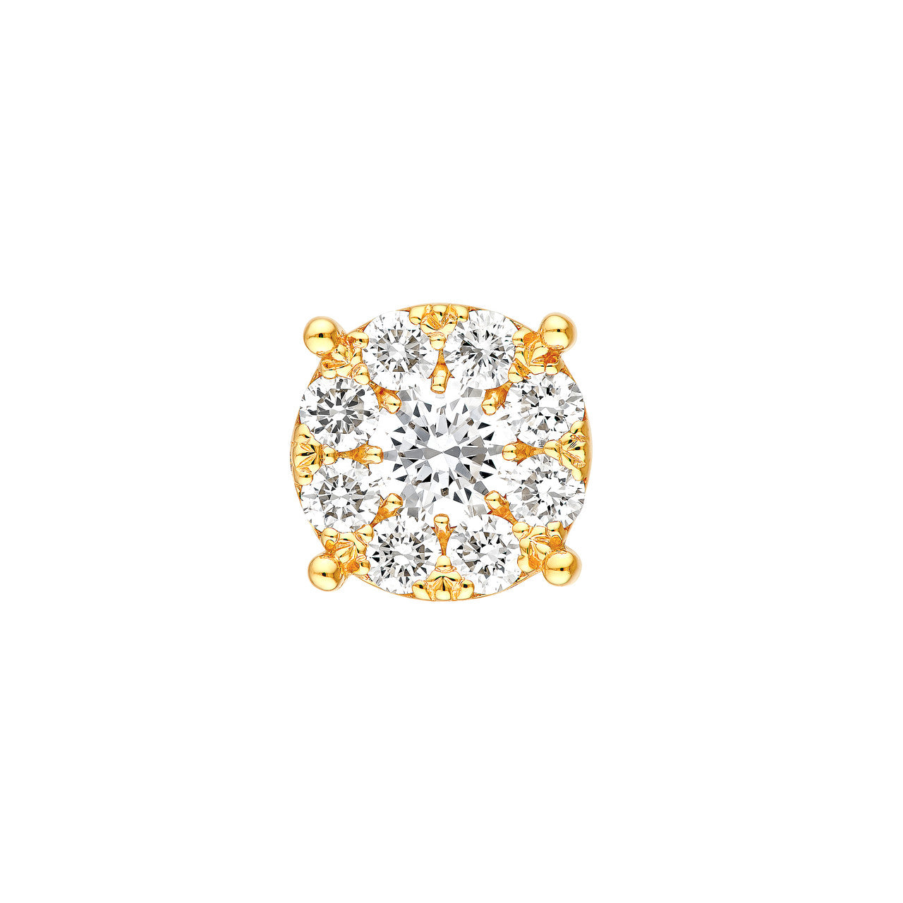 Round Brilliant Cut Diamond Halo Round Stud Earrings 14K Gold