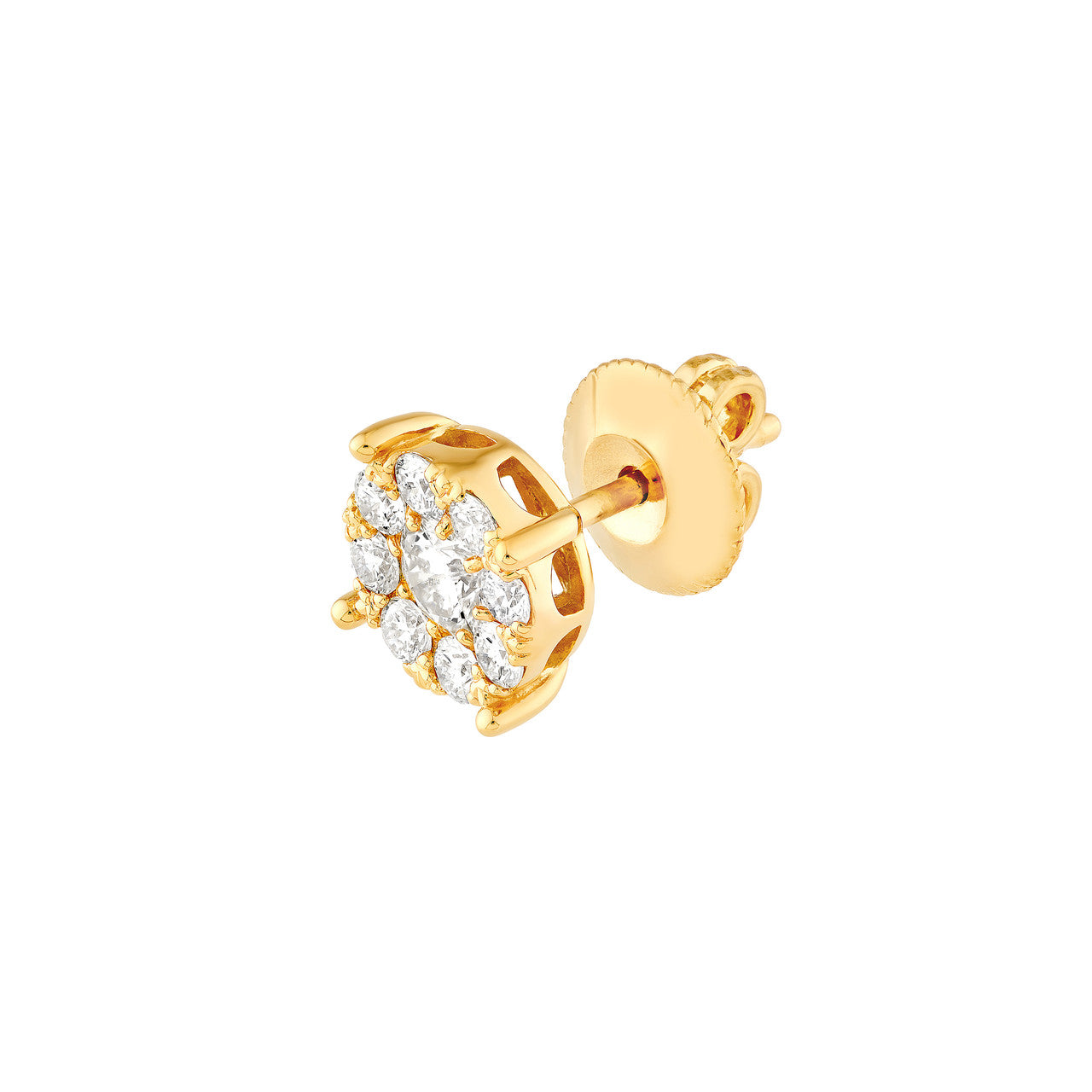 Round Brilliant Cut Diamond Halo Round Stud Earrings 14K Gold