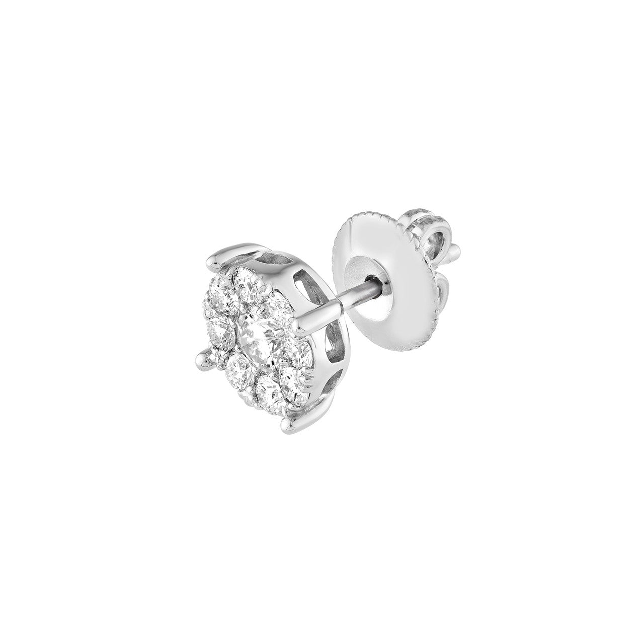 Round Brilliant Cut Diamond Halo Round Stud Earrings 14K Gold