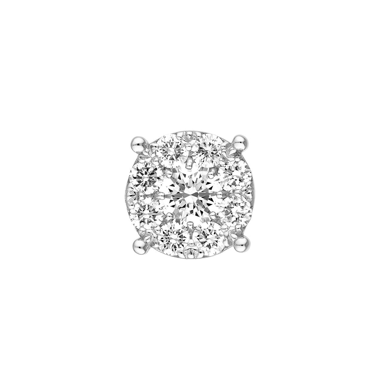 Round Brilliant Cut Diamond Halo Round Stud Earrings 14K Gold