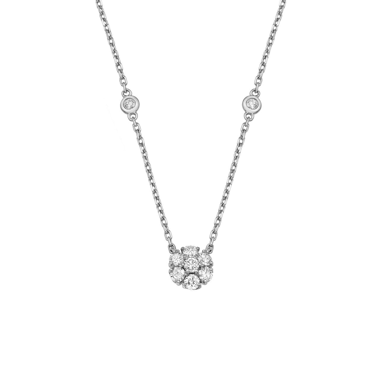3/4 CTW Diamond Flower Necklace 14K Gold