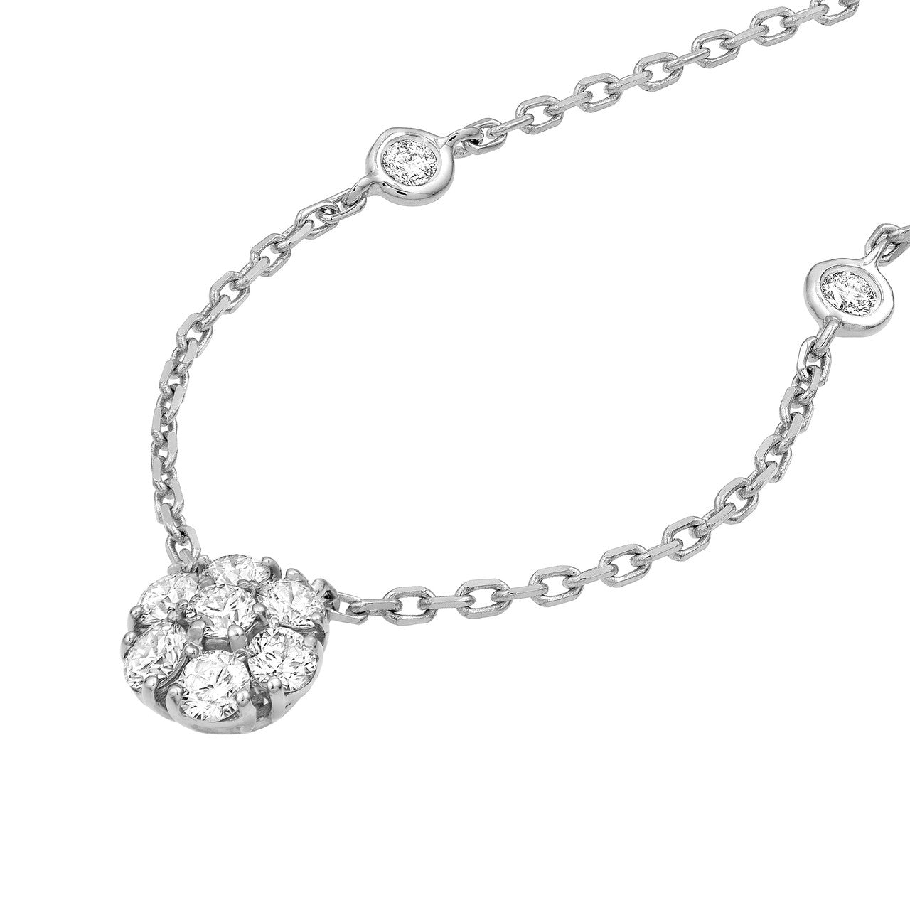 3/4 CTW Diamond Flower Necklace 14K Gold