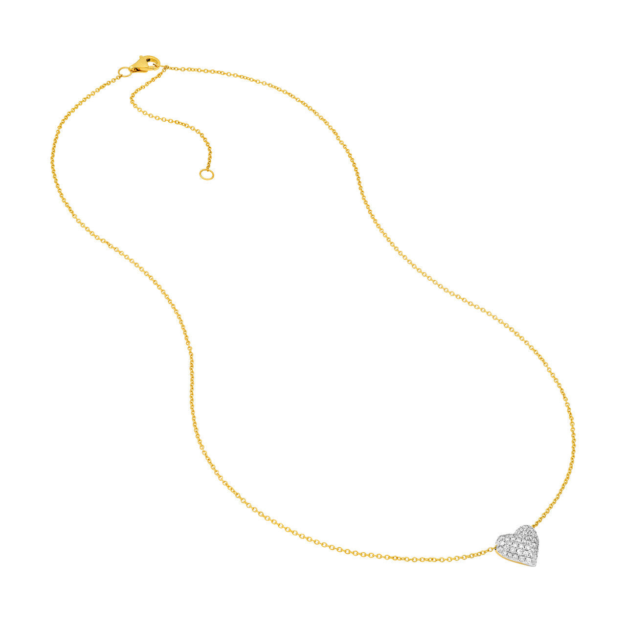 Diamond Pavé Heart Necklace 14K Two Tone Gold