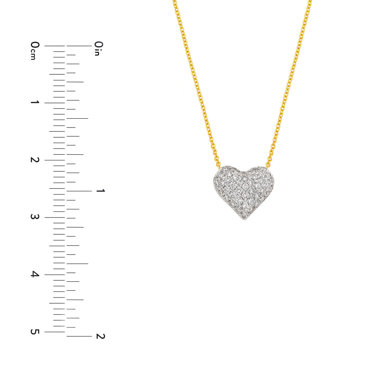 Diamond Pavé Heart Necklace 14K Two Tone Gold