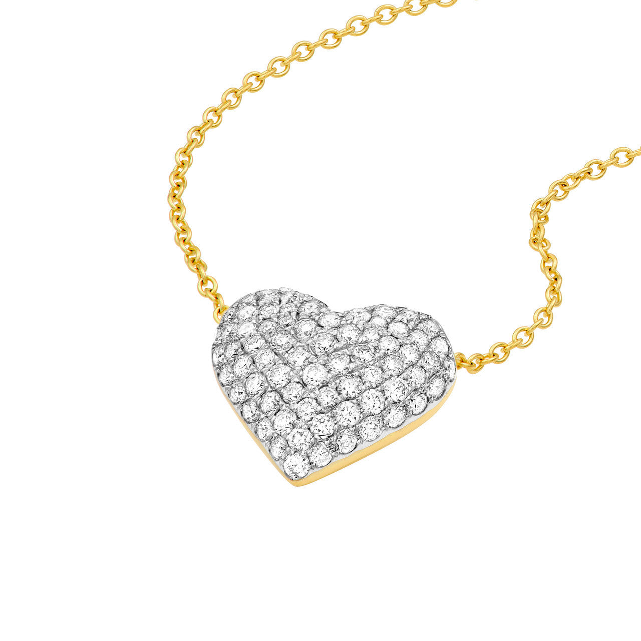 Diamond Pavé Heart Necklace 14K Two Tone Gold