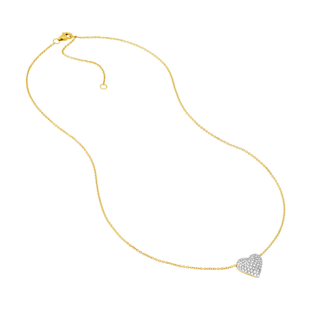 Diamond Pavé Heart Necklace 14K Two Tone Gold