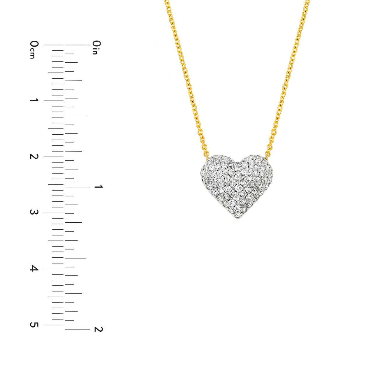 Diamond Pavé Heart Necklace 14K Two Tone Gold