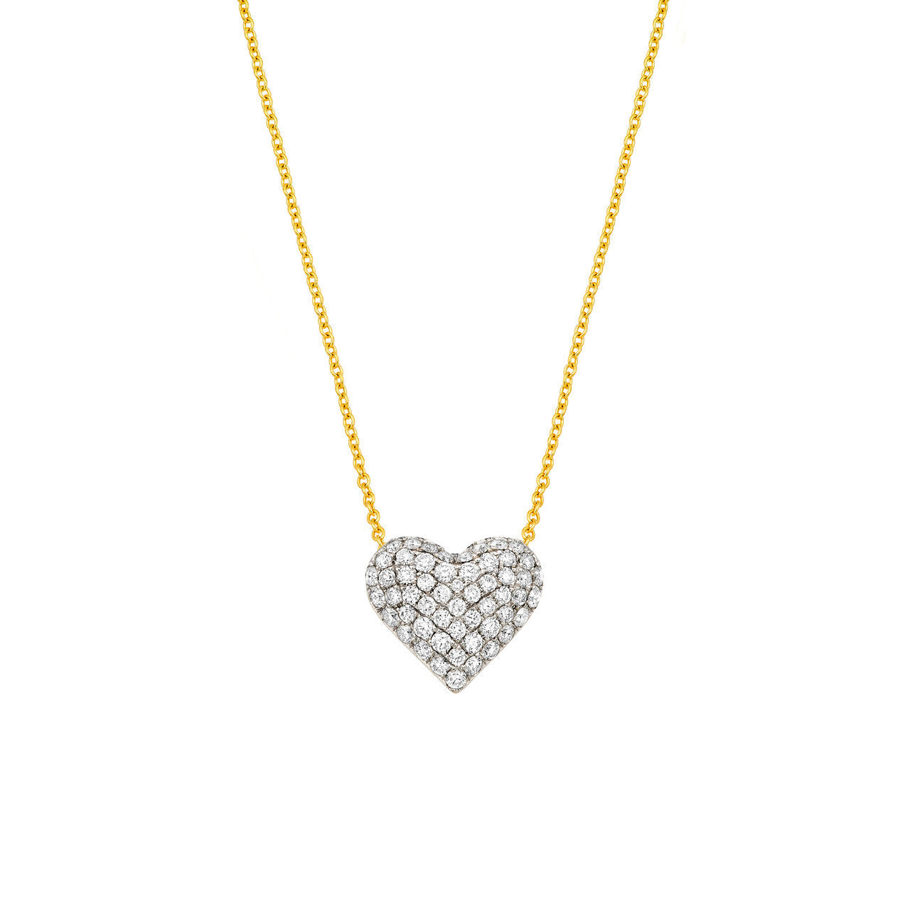 Diamond Pavé Heart Necklace 14K Two Tone Gold