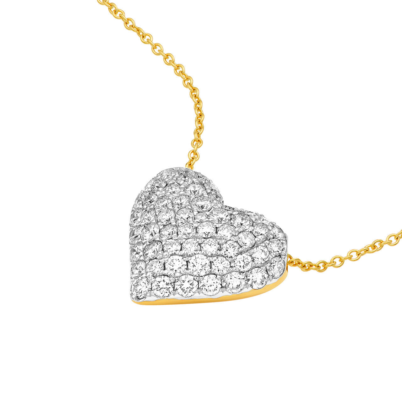 Diamond Pavé Heart Necklace 14K Two Tone Gold