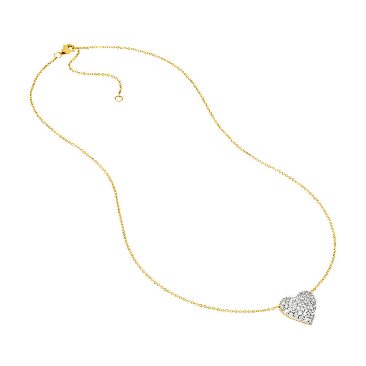 Diamond Pavé Heart Necklace 14K Two Tone Gold