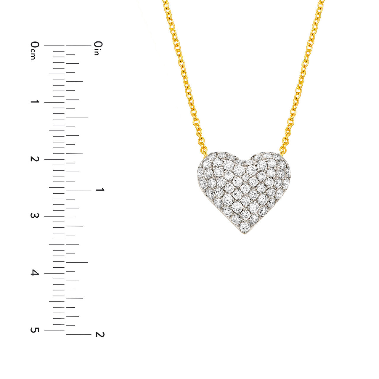 Diamond Pavé Heart Necklace 14K Two Tone Gold