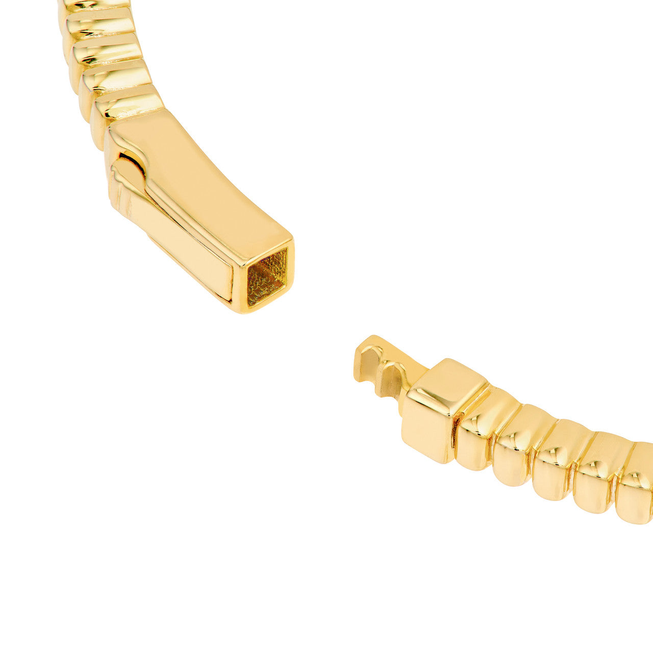 Diamond Fluted Station Bangle Bracelet 14K Yellow Gold