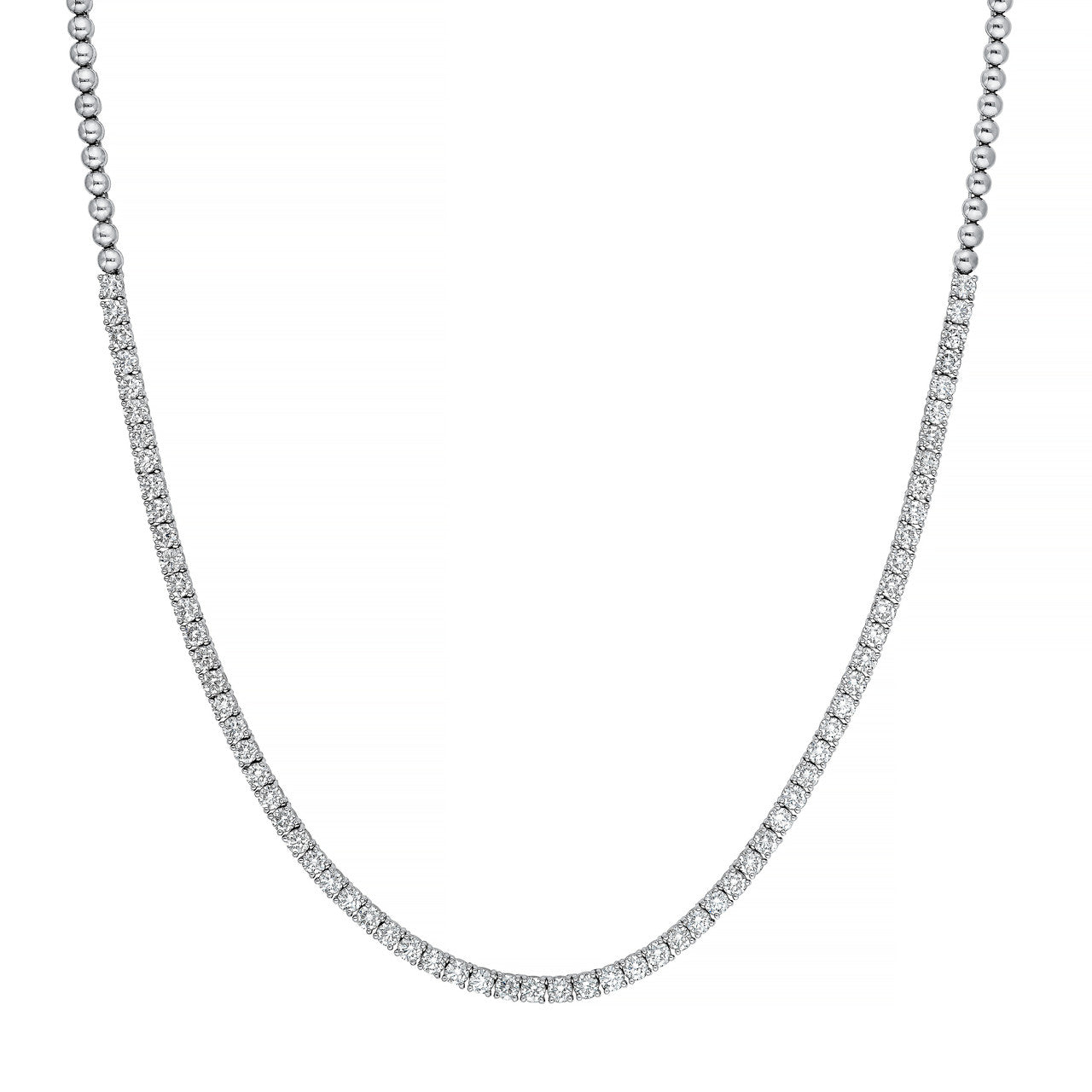 Diamond Halfway Tennis Straight Necklace (7-5/8tcw) in 14K White Golf