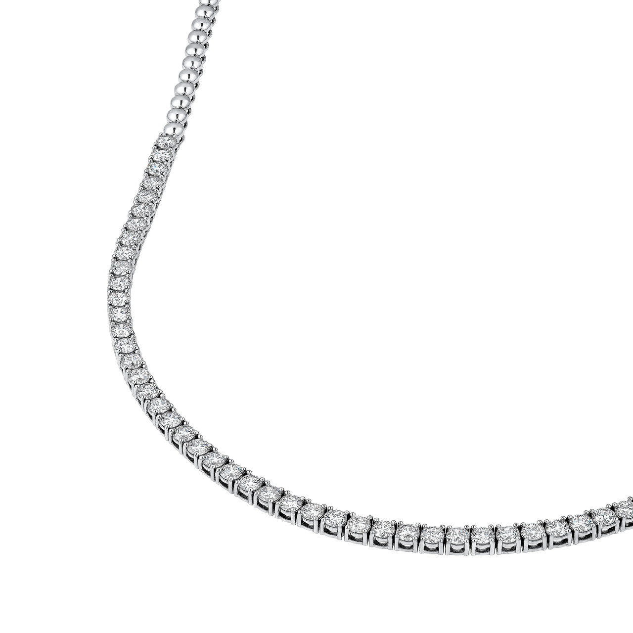 Diamond Halfway Tennis Straight Necklace (7-5/8tcw) in 14K White Golf