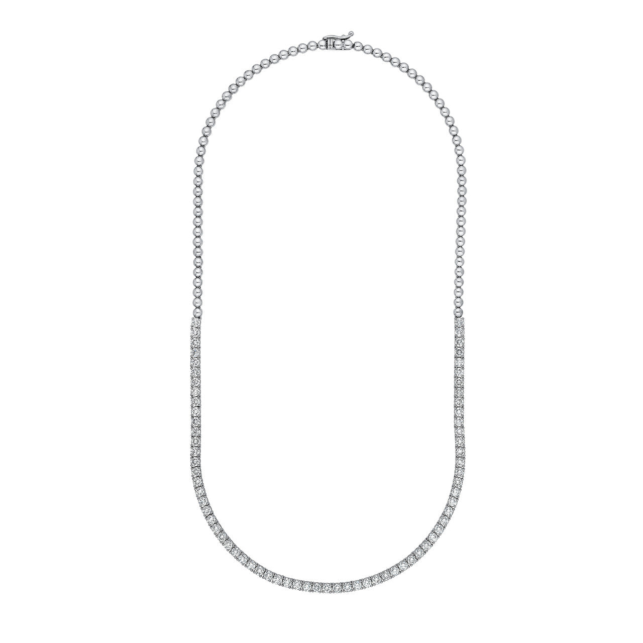 Diamond Halfway Tennis Straight Necklace (7-5/8tcw) in 14K White Golf