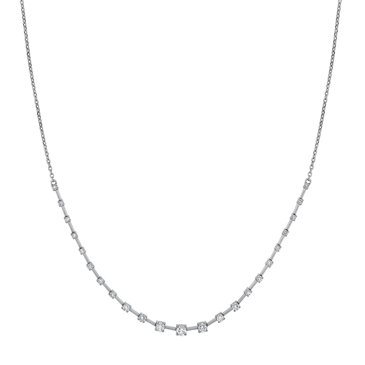 Round Ascending Diamond Necklace (7/8ctw) in 14K White Gold