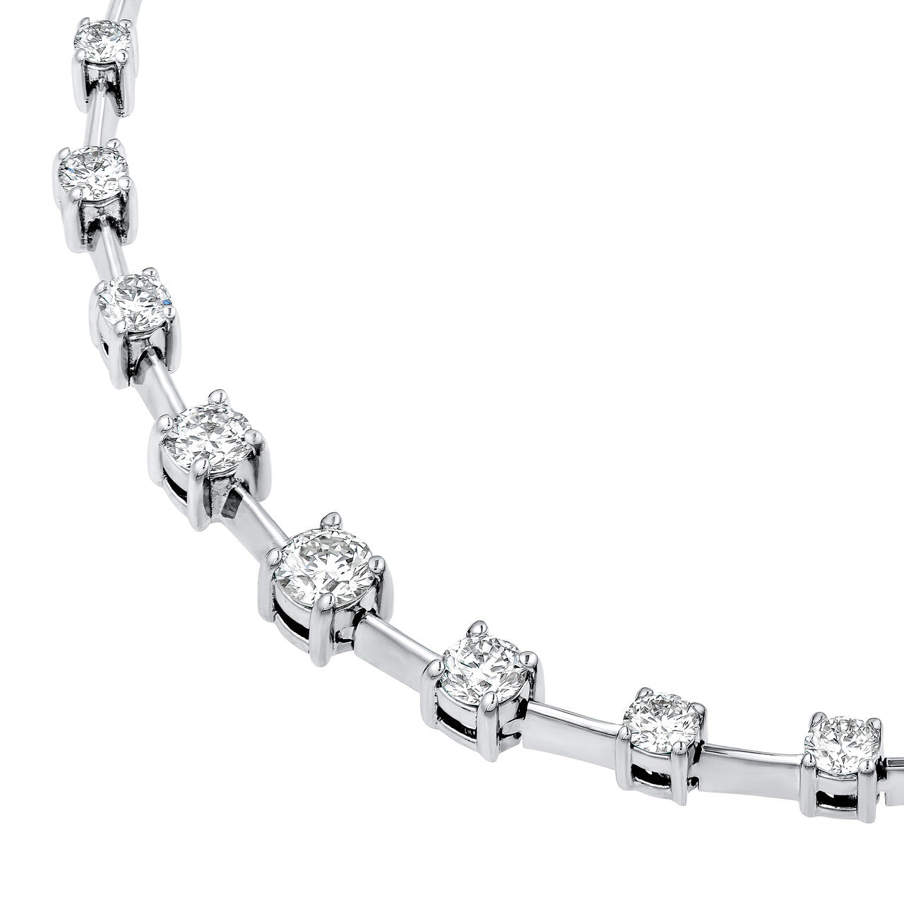 Round Ascending Diamond Necklace (7/8ctw) in 14K White Gold