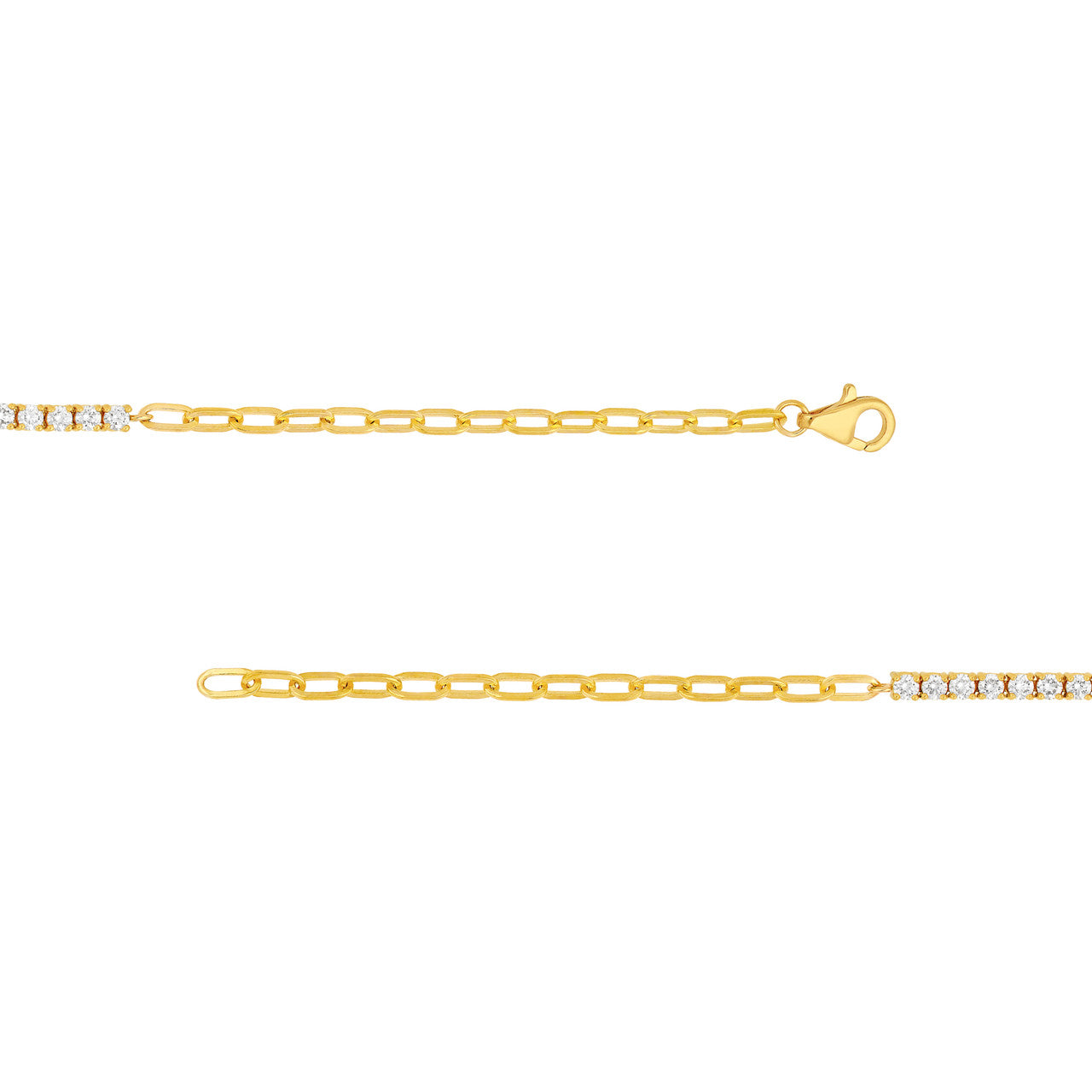 1.0 CTW Diamond Paper Clip Bracelet 14K Yellow Gold