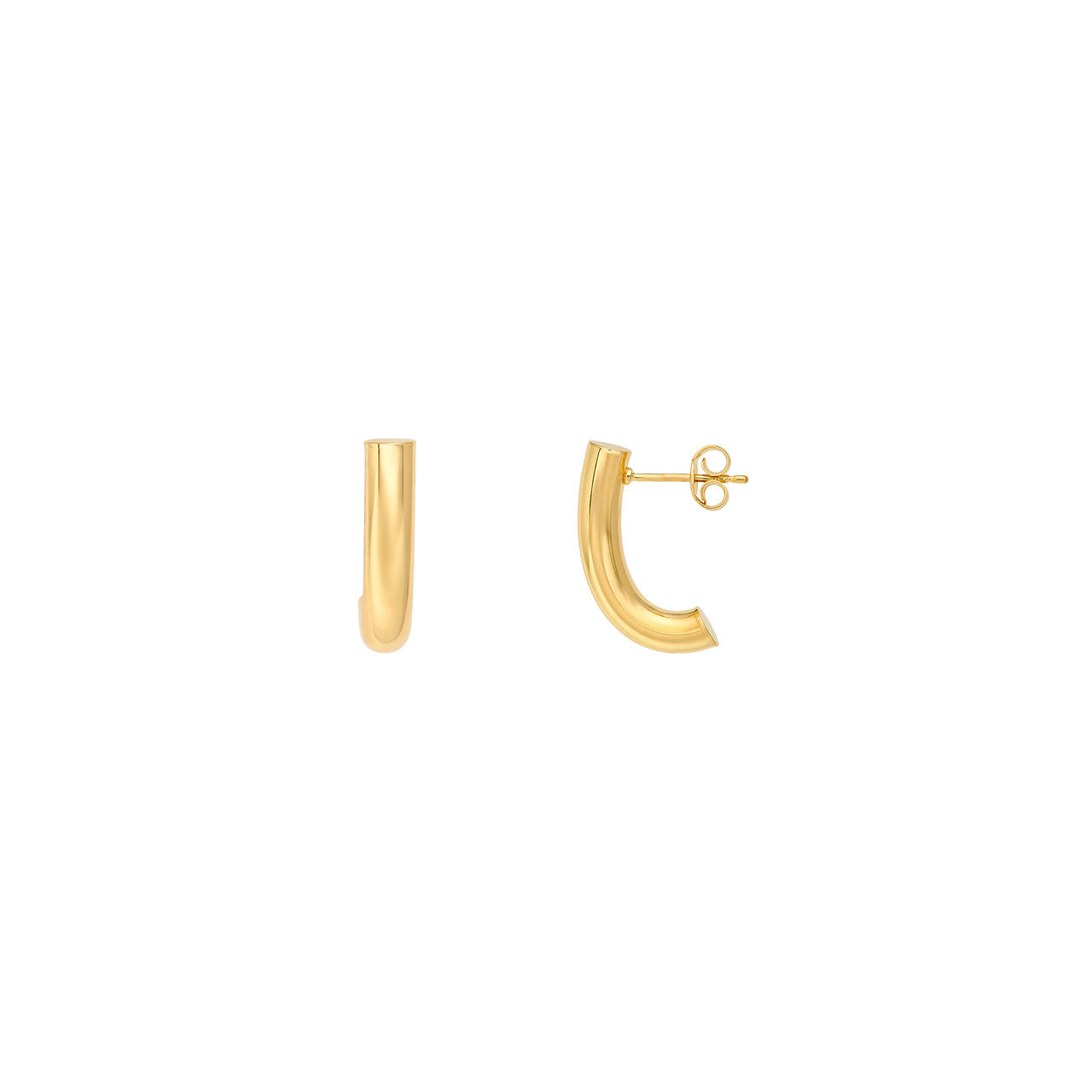 Small Round J Hoop Earrings 14K Yellow Gold