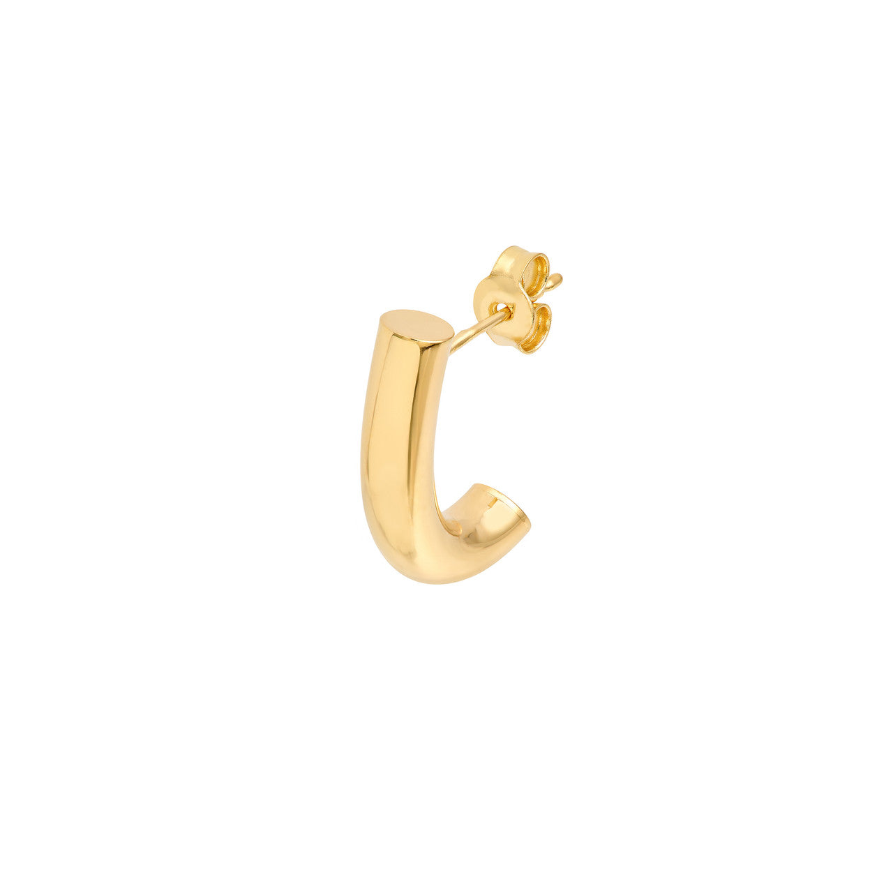 Small Round J Hoop Earrings 14K Yellow Gold