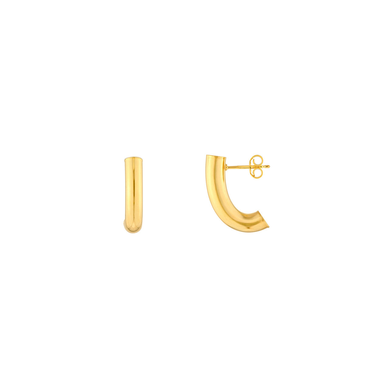 Small Round J Hoop Earrings 14K Yellow Gold