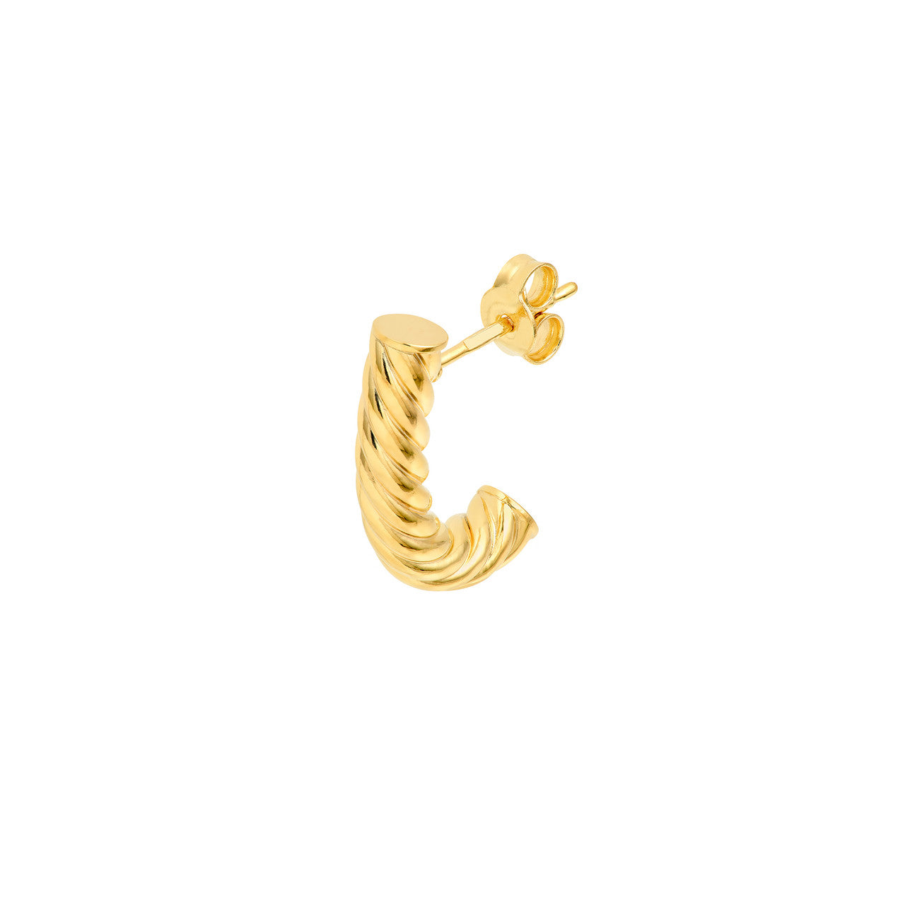 4mm Round Twisted J Hoop Earrings 14K Yellow Gold