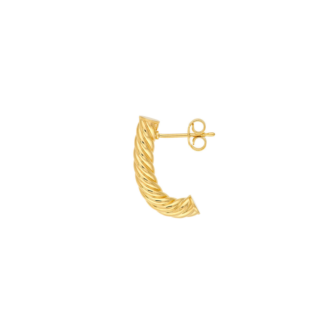 4mm Round Twisted J Hoop Earrings 14K Yellow Gold