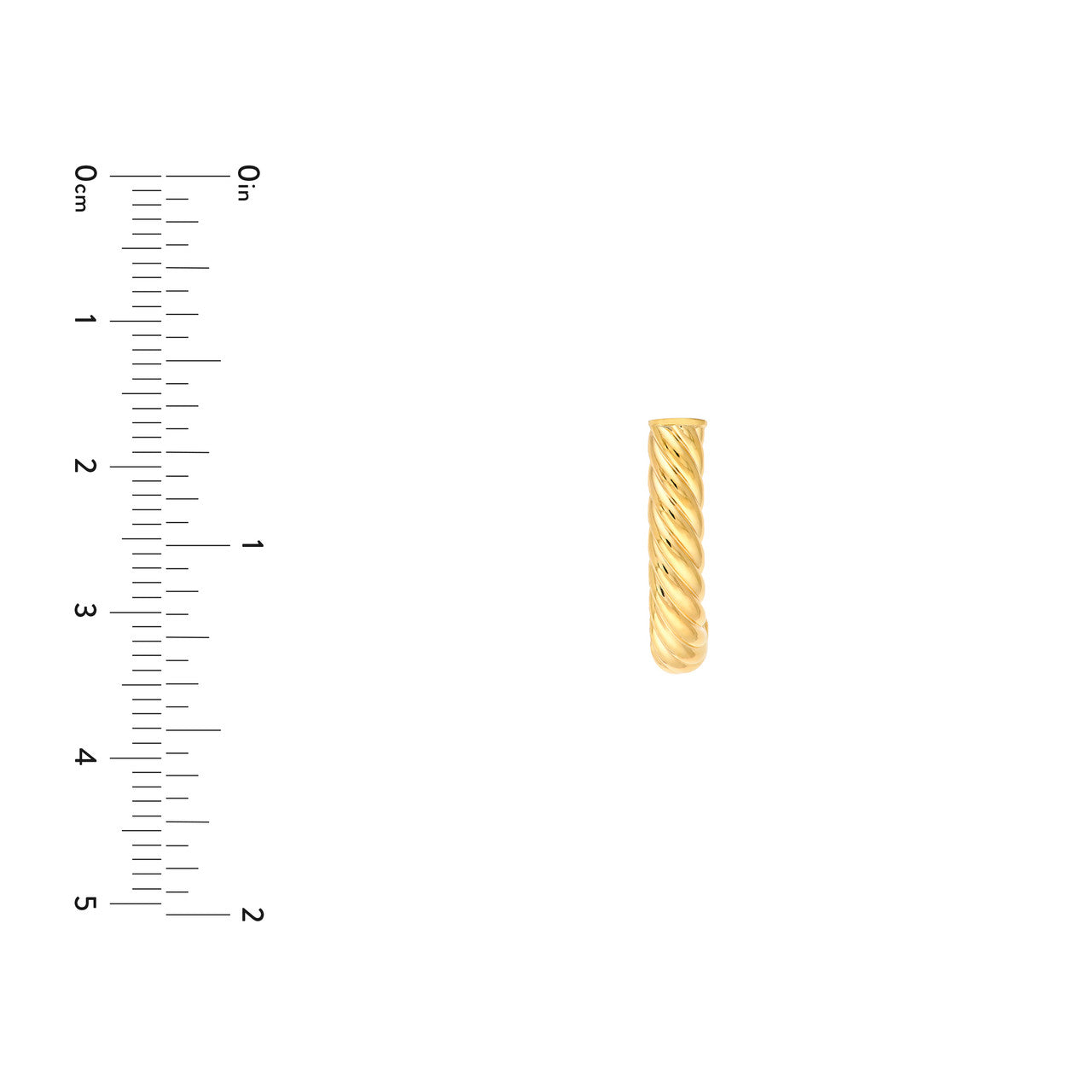 4mm Round Twisted J Hoop Earrings 14K Yellow Gold