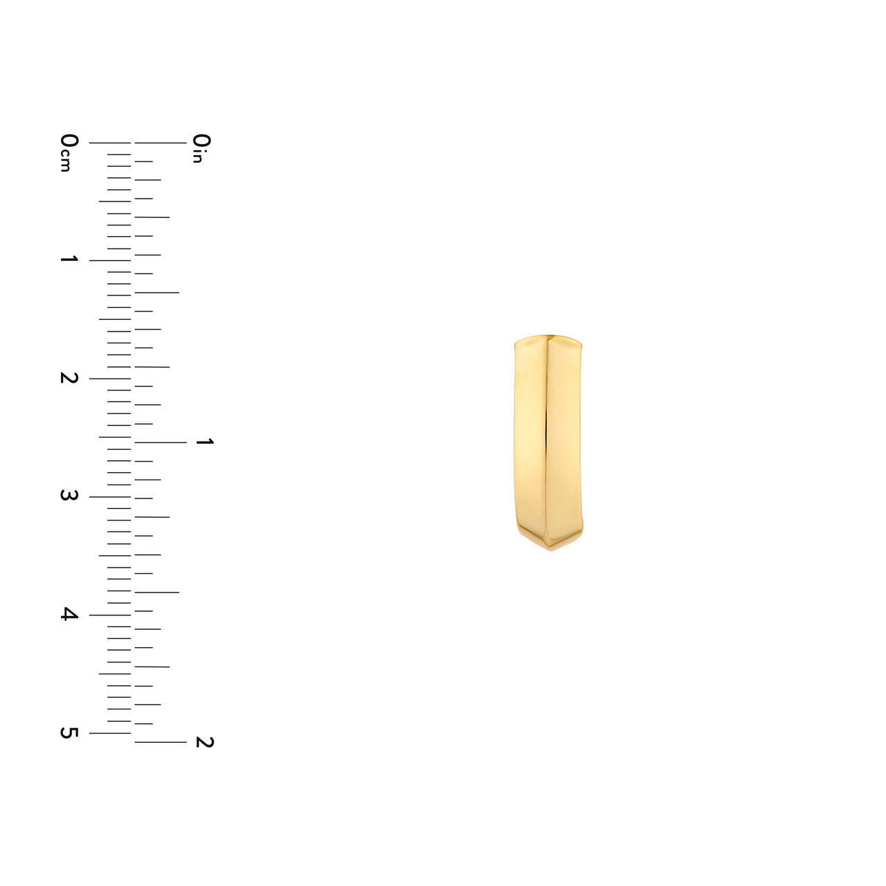 Triangular Tube J Hoop Earrings 14K Yellow Gold