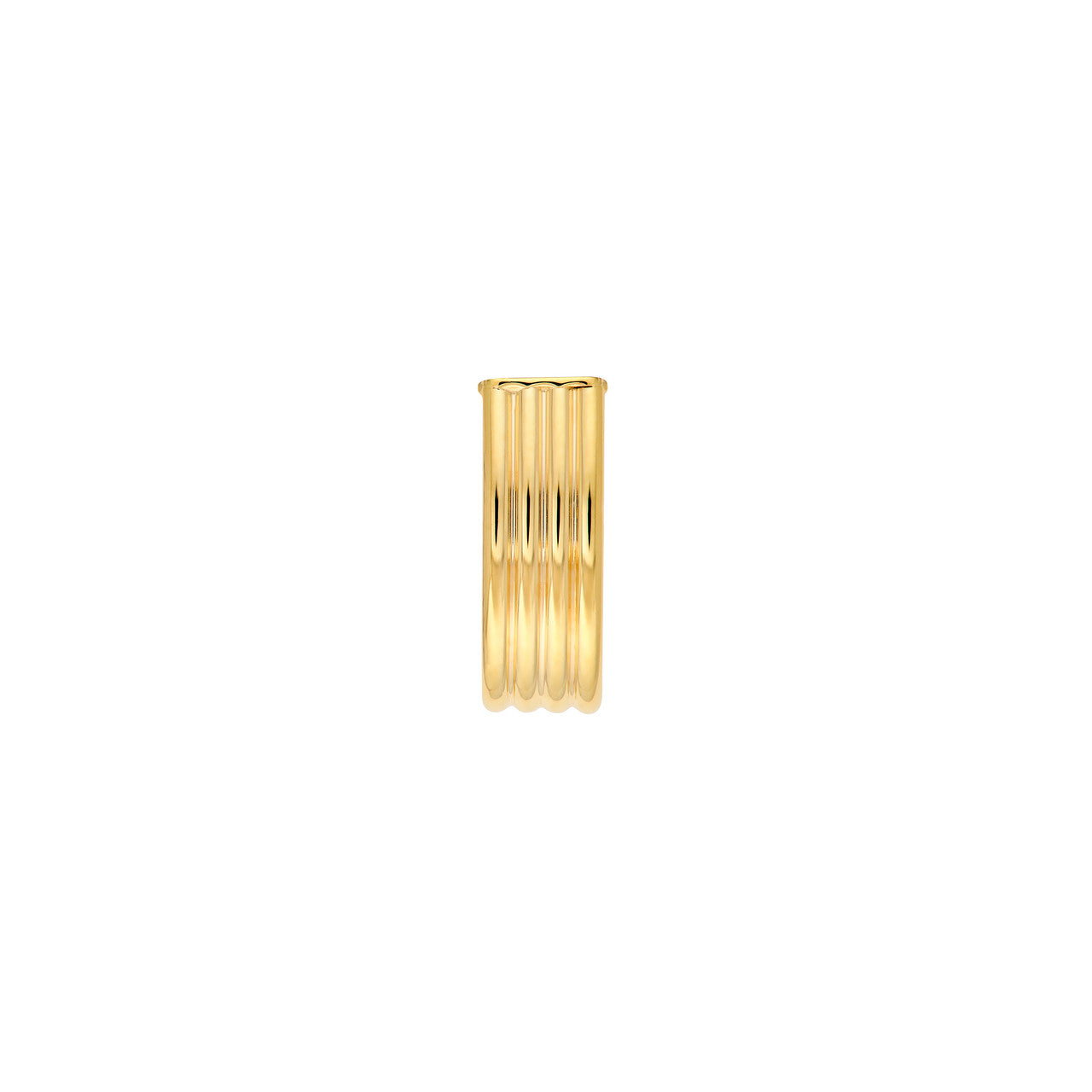 6mm Ribbed Tube J Hoop Earrings 14K Yellow Gold