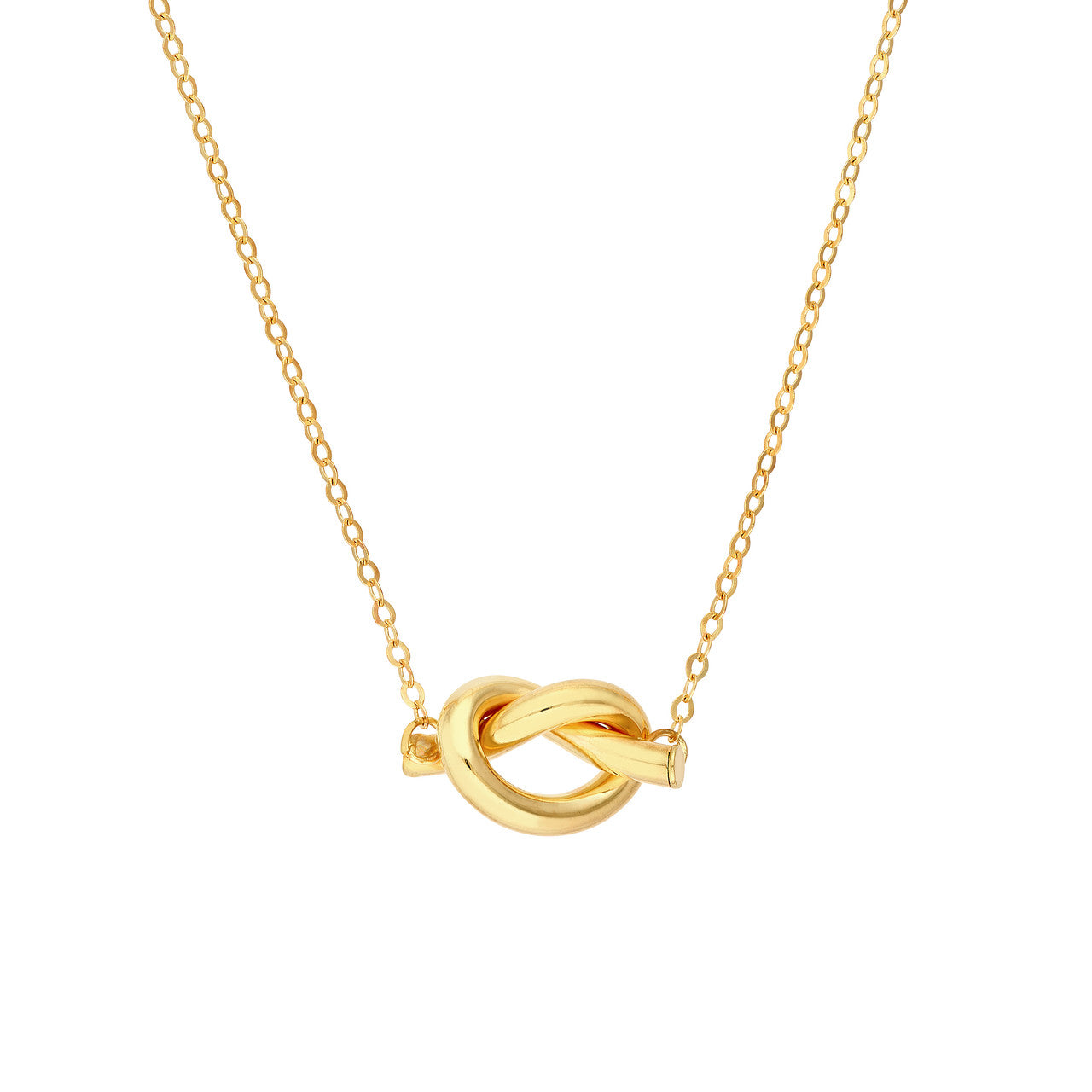 2mm Tube Love Knot Necklace 14K Yellow Gold