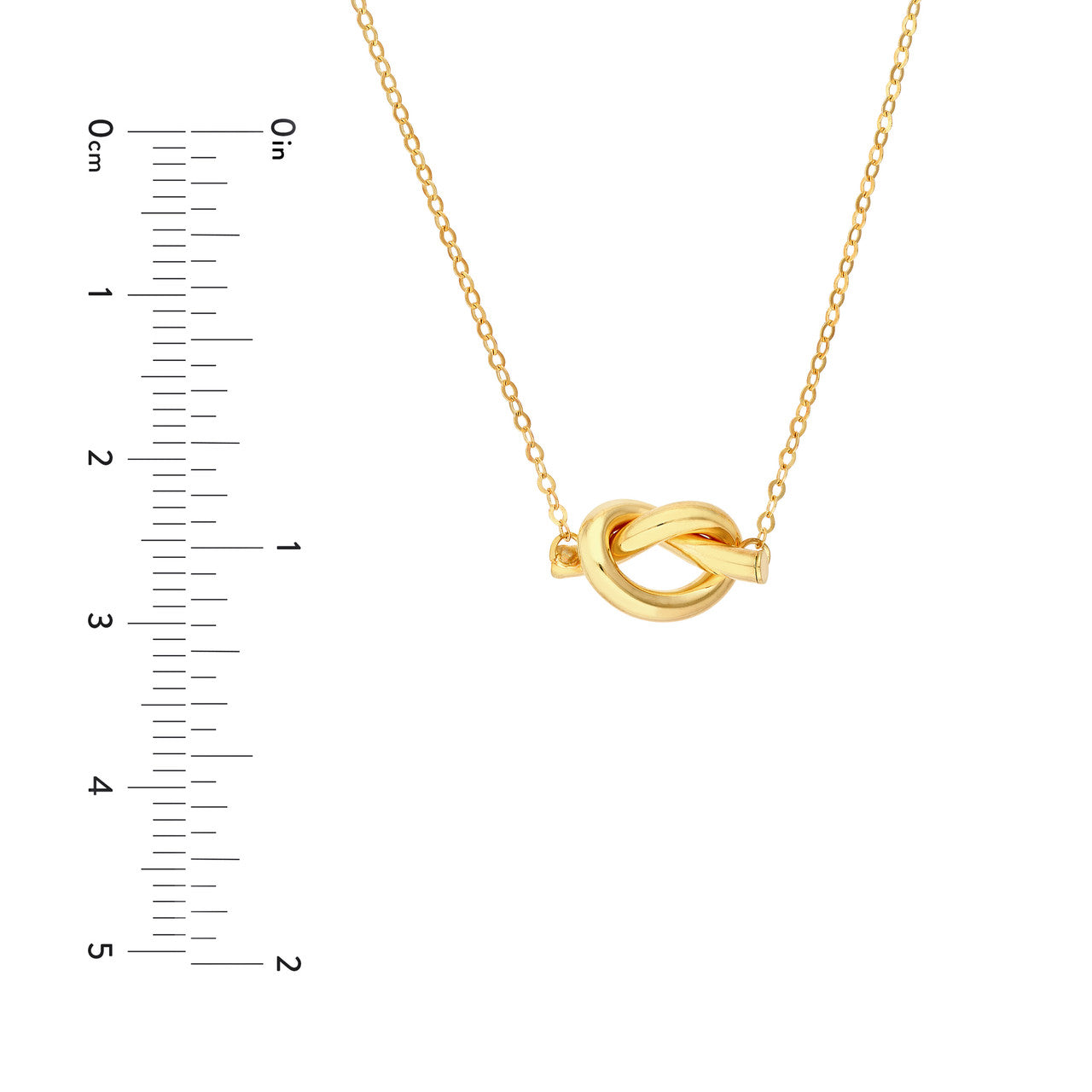 2mm Tube Love Knot Necklace 14K Yellow Gold