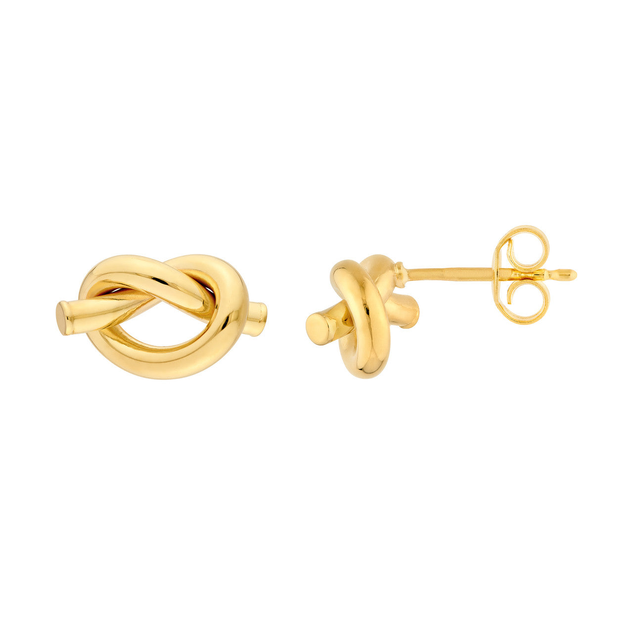 2mm Tube Love Knot Earrings 14K Yellow Gold