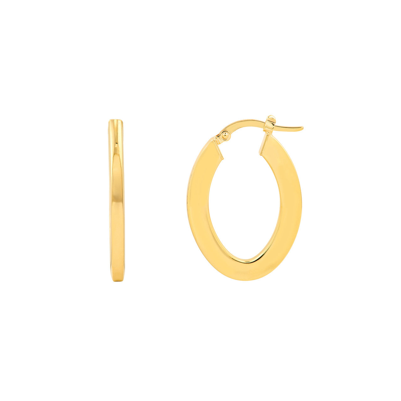 Marquise Rectangular Hoop Earrings 14K Yellow Gold