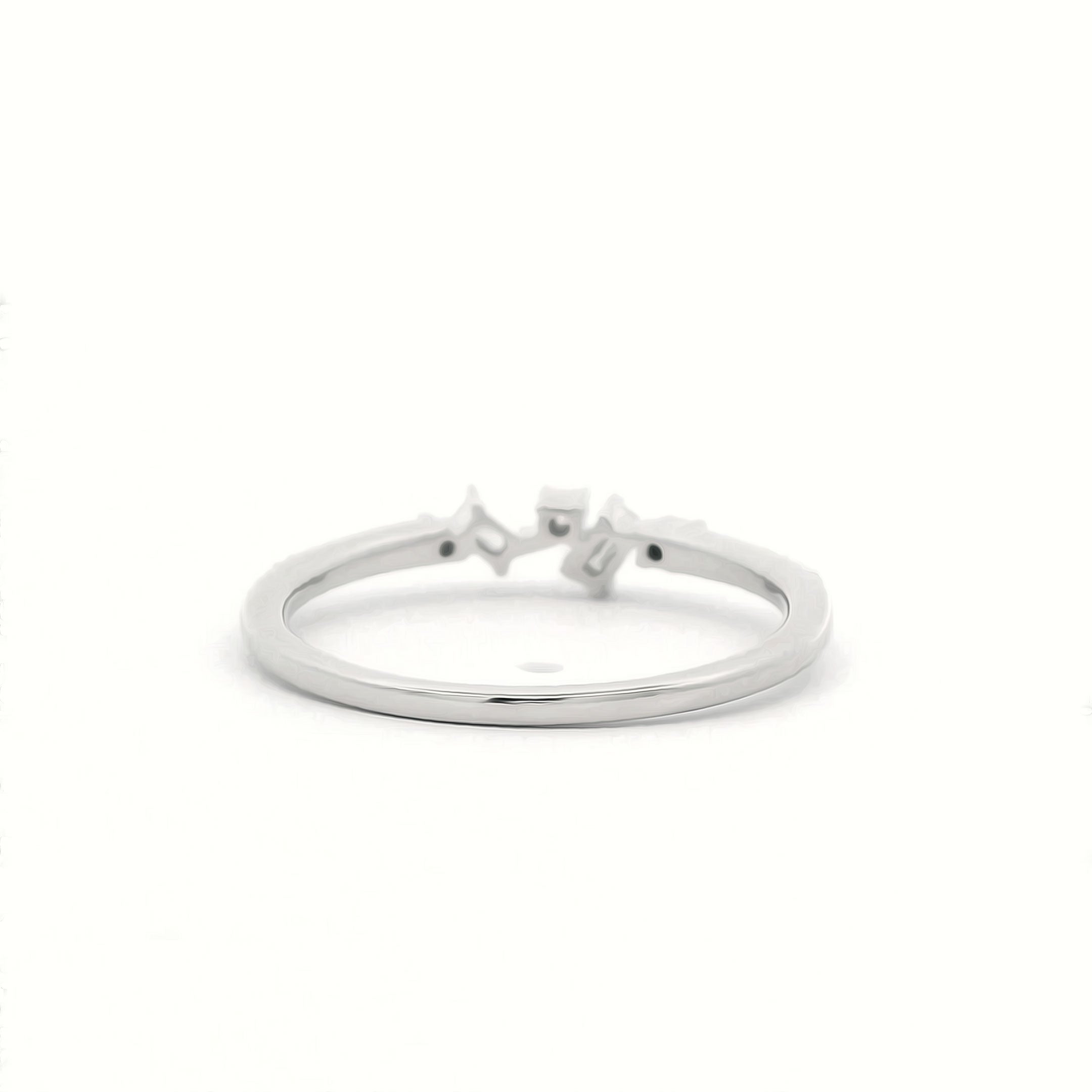 0.19 CTW Baguette Cut and Round Brilliant Cut Diamond Ring 14K White Gold