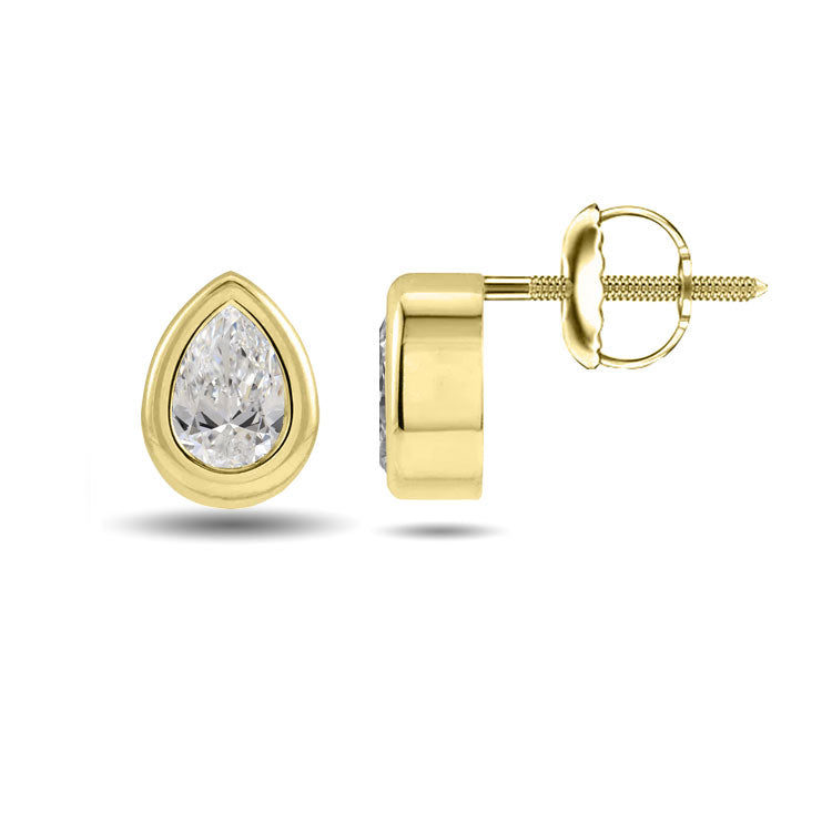 Bezel Pear Cut Stud Earrings 0.75CTW to 2.00CTW (Lab-Grown Diamonds)