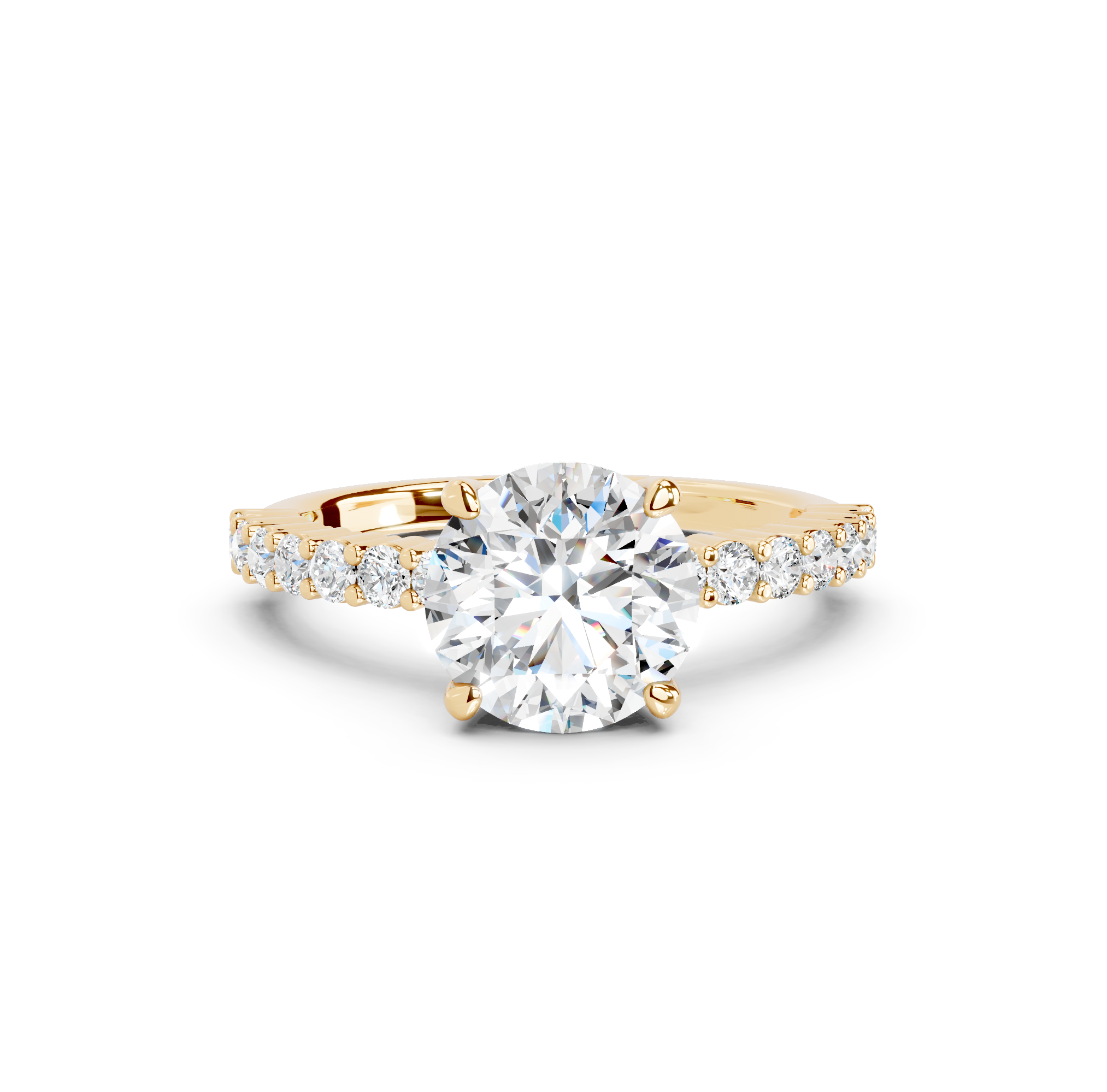 The Abigail round pavé engagement ring in yellow gold