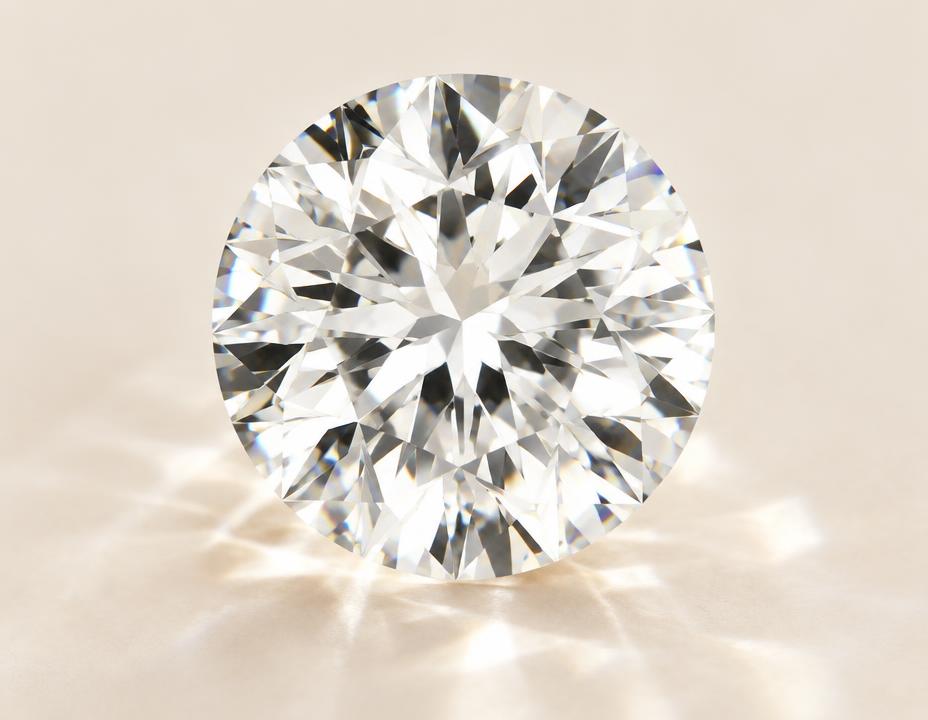 Round brilliant diamond macro illustrating brightness