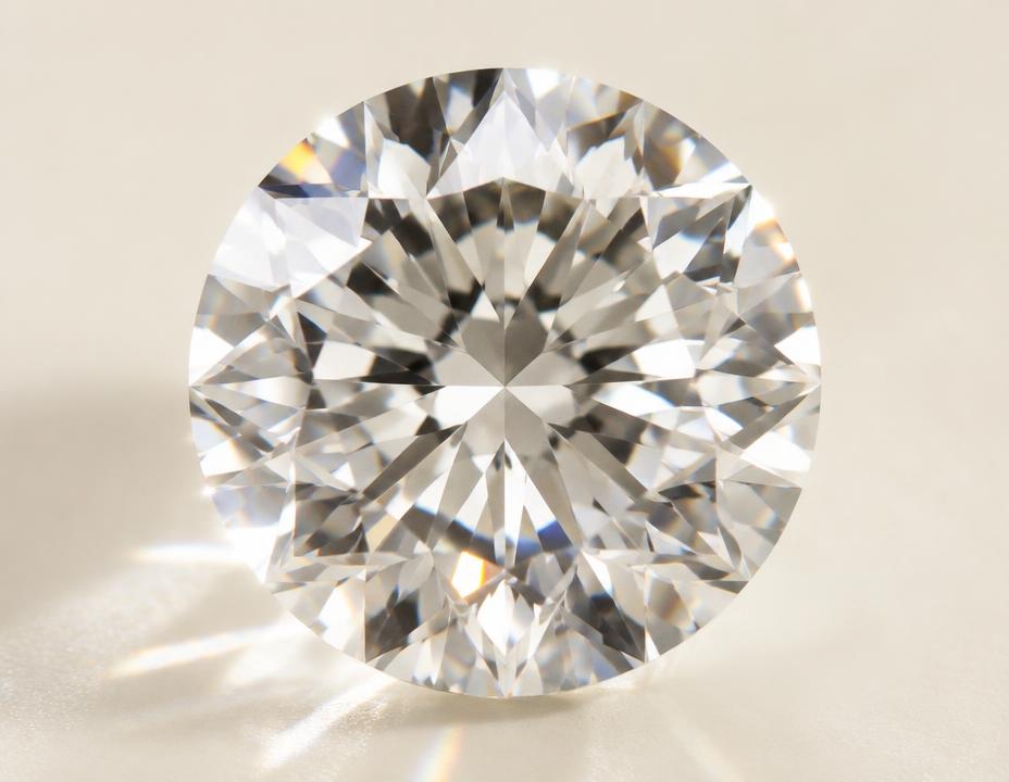 Round brilliant diamond macro illustrating fire