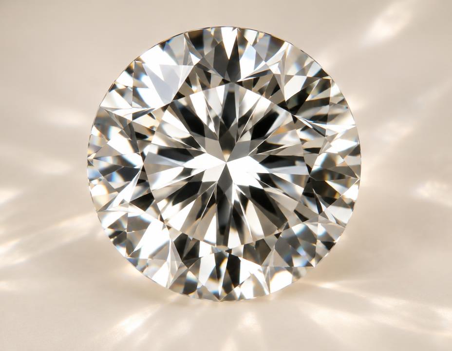 Round brilliant diamond macro illustrating scintillation
