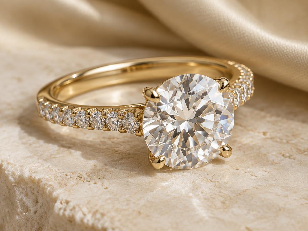 Pavé / Accented engagement-ring style shown as an educational example