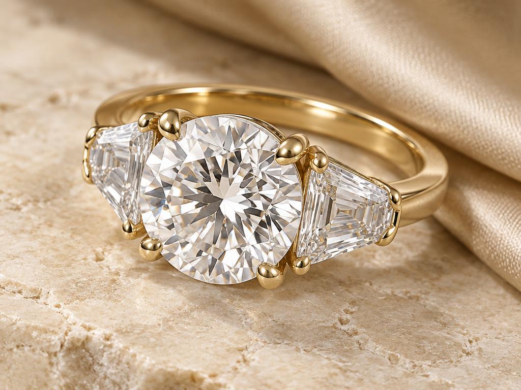 Side-Stone engagement-ring style shown as an educational example