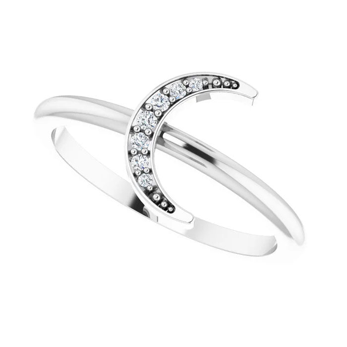 0.04 CTW Natural Diamond Stackable Crescent Ring 14K Gold