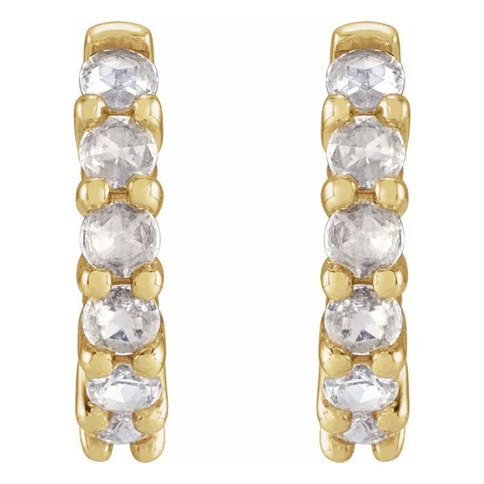 Natural Diamond Huggie Earrings 14K Gold