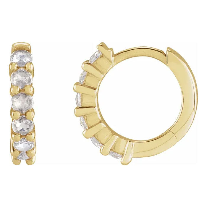 Natural Diamond Huggie Earrings 14K Gold