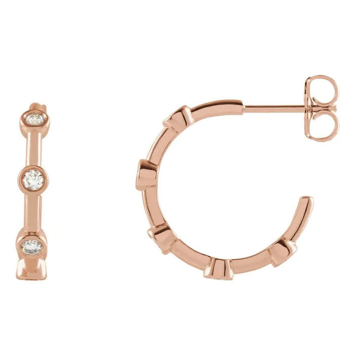 1/4 CTW Natural Diamond Bezel-Set Hoop Earrings 14K Gold